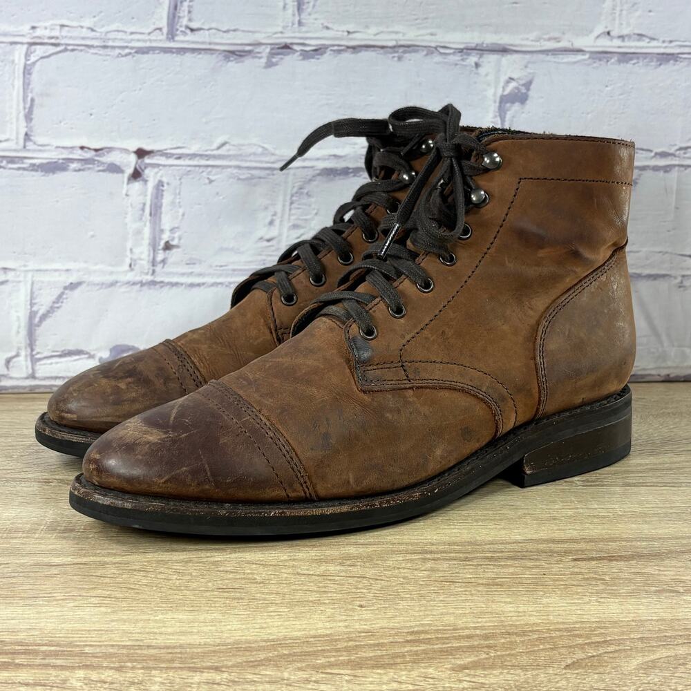 Thursday Boot Co. Captain Brown Leather Boots Men's Size 9.5 Cap Toe Lace Up